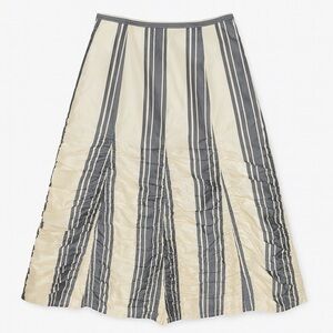 Vintage Stiletto A-Line Off White and Gray Lined Midi Skirt